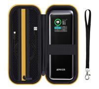 HESPLUS Étui de voyage pour batterie externe Anker Prime 27,650 mAh 250 W, sac de rangement portable pour station d'alimentation, poche en maille pour chargeur, câble - Noir et jaune (CASE uniquement)