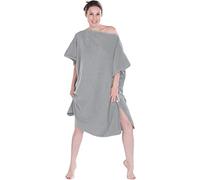 Hesørd Serviette de Bain/Poncho pour Adultes Femmes et Hommes comme Aide au Changement, Poncho de Surf, Serviette - en 100% Coton en Qualité Éponge, Absorbant et Doux, Gris