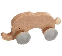 Hess Holzspielzeug 10867 - Figurine à pousser en bois, série Nature éléphant, pour les bébés à partir de 3 mois, jouet à saisir avec des roues pour rouler d'avant en arrière