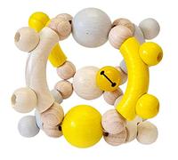Hess Holzspielzeug 11096 Hochet de motricité en bois en forme de boule avec pièces mobiles pour bébés à partir de 6 mois Fait à la main Jaune naturel Pour la préhension et le hochet joyeux