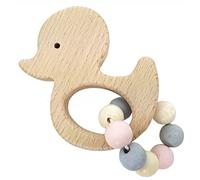 Hess Holzspielzeug 11110 - Jouet de préhension en bois avec petite chaîne à boules, série Nature oiseau en bleu, pour les bébés à partir de 6 mois, fait main