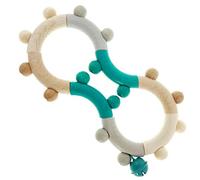 Hess Holzspielzeug 11130 - Hochet moteur en bois en forme de huit, série Nature en turquoise, avec pièces mobiles, à partir de 6 mois, fait main, pour des exercices de préhension et de joyeux hochet.