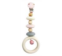 Hess Holzspielzeug 12817 - Remorque en bois, série Nature en rose, pour les bébés à partir de 3 mois, faite à la main, avec clip de sécurité, pour poussette et siège auto pour bébé