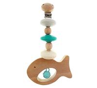 Hess Holzspielzeug 12818 - Pendentif en bois, série Nature poissons en turquoise, pour les bébés à partir de 3 mois, fait à la main, avec clip de sécurité, pour landau et siège auto pour bébé.