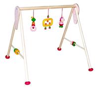 Hess Holzspielzeug 13347 - Jeu en bois, série des chevaux, pour bébés, arc de jeu fait main avec des figurines colorées et des hochets, env. 62 x 55 x 50 cm