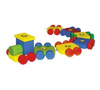 Hess Holzspielzeug 14380 - Train d'anniversaire en bois pour 7 bougies, locomotive avec 6 wagons colorés, longueur env. 36 cm, fait main, idéal comme décoration pour la table d'anniversaire