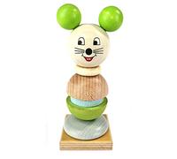 Hess Holzspielzeug 14979 - Jeu d'empilage en Bois, Motif Souris, Fait Main, pour Enfants à partir de 3 Ans, Tour avec Anneaux et tête sphérique