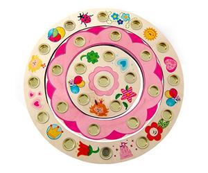 Hess Holzspielzeug 15629 - Anneau d'anniversaire en bois pour 26 bougies, série princesse, fait main, diamètre env. 22 cm, comme décoration pour la table d'anniversaire