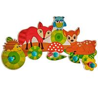 Hess Holzspielzeug 30303 - Porte-manteaux en bois, série animaux de la forêt, avec 5 crochets, pour enfants, fait à la main, pour attirer l'attention dans chaque chambre d'enfant et couloir.