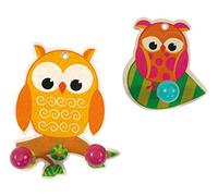 Hess Holzspielzeug 30315 - Porte-manteaux en bois, série hiboux, set de 2 pièces, avec 3 crochets, pour enfants, fait à la main, pour attirer l'attention dans chaque chambre d'enfant et couloir.