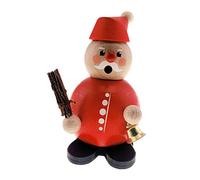 Hess Holzspielzeug 40002 - Père Noël en Bois avec Cloche et Canne - Environ 12 cm - Décoration pour la période de l'Avent et de Noël des Monts Métallifères