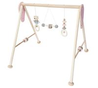 Hess Holzspielzeug Jeu en Bois, série Ours, pour Bébés, Arc de Jeu Fait Main avec Figurines/Hochets, Rose Nature, 60 x 58 x 55 cm, 1 Pièce