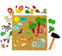 HESS Jeu de marteau Animaux de la jungle Jouets en bois Moteur 14939 NOUVEAU