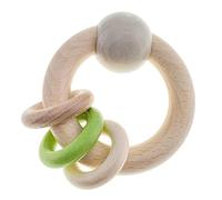 Hess Jouet en bois 11140 - Hochet de motricité circulaire fait à la main avec 3 anneaux - Série Nature vert pomme - Pour bébés à partir de 6 mois - Pour exercices de préhension et de motricité fine