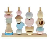 Hess Jouet en Bois 14966 - Jeu à emboîter en Bois avec 18 Briques de différentes Formes, pour bébés à partir de 12 Mois, Fait à la Main, Rose/Bleu, Amusant de Jeu avec Effet d'apprentissage.