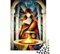 Hestia - Cubist Minimalist Legend - Goddess of The Hearth & Sacred Fire in Mythological Art Puzzle De 1000 Pièces Pour Adultes, 70x50cm/1000pcs; Pièces En Carton Blanc Au Fini Lisse; Loisir À Partager