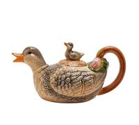 Hestia Figurine de canard colvert et caneton en céramique 3D