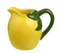 Hestia - Pichet à citron - Petit pichet à poignée en céramique émaillée jaune - Pour boissons froides maison, jus, thé glacé, limonade, cocktails ou fleurs - H : 12 x l : 13 cm.