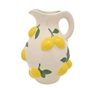 Hestia Vase en céramique blanche avec citrons - Pichet de style méditerranéen peint à la main de 25 cm | Vase décoratif émaillé pour cuisine, salon ou étagère | Décoration d'intérieur contemporaine