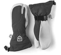 Hestra Heli Gants de Ski Extra Chauds en Cuir pour l'hiver par Temps Froid 3 Doigts, Gris/Blanc cassé, 9