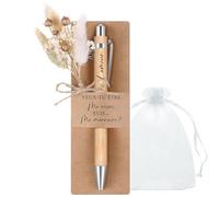 Hestya 1 Set Cadeau Marraine Demande, Veux Tu Devenir Ma Marraine, Carte Annonce Marraine, Marraine d'Amour Stylo à Bille en Bois, Fleur Séchée, Pochette en Organza