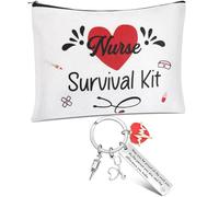 Hestya 2 Cadeaux d'Infirmière Nurse Survival Kit Trousse de Maquillage d'Infirmière Porte-Clés d'Infirmière Sac Cosmétique Multi-Usages Trousse Toilette pour Voyage Cadeaux pour Infirmière Diplômée