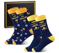 Hestya 2 Paires Coffret Cadeau Chaussettes Homme - Pro du Ballon & Frais comme un Pastis, Taille 38-42 | Chaussettes Rigolotes pour Papa, Grand-Père, Ami, Mari, Anniversaire, Fête, Noël