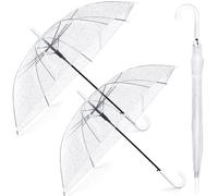 Hestya 2 Paquet Parapluies Transparents pour Mariage Parapluie Transparent pour Mariée dôme Semi-Automatique Pour Femmes et Hommes,mariée, Demoiselle d'Honneur, Marié, Fête