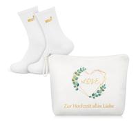 Hestya 2 Pièces Cadeaux de Mariée Accessoires pour Enterrement de Vie de Jeune Fille Trousse de Maquillage Chaussettes de Mariée Tailles 36-42 pour Mariage Fiançailles(Voiture Mariage)