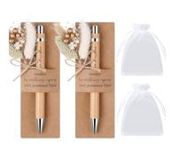 Hestya 2 Sets Cadeau Annonce Grossesse Copine, Demande de Tata, Tata d'Amour, Carte Annonce Grossesse, Stylo à Bille en Bois, Fleur Séchée, Pochette en Organza
