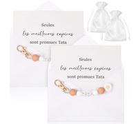 Hestya 2 Sets Cadeau Annonce Grossesse pour Tata Tonton Tu Vas Être Tata Tu Vas Être Tonton Porte-Clés Porte Chef Carte Annonce Grossesse avec Enveloppe pour Noël Anniversaire Baptême