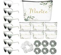 Hestya 21 Pcs Accessoire EVJF Team Mariée Cadeau Demoiselle d'Honneur Pochettes EVJF Lunettes Chouchous Accessoire Team Bride Cadeau Mariée Bride To Be Mariage Kit Enterrement de Vie de Jeune Fille
