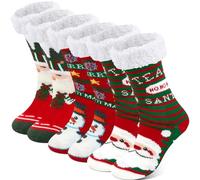 Hestya 3 Paires de Chaussons de Noël Chaussettes de Lit Antidérapantes Chaussettes d'Hiver Moelleuses pour Noël(Femme,Classique)