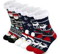 Hestya 3 Paires de Chaussons de Noël Chaussettes de Lit Antidérapantes Chaussettes d'Hiver Moelleuses pour Noël(Femme,Élégante)