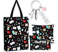 Hestya 3 Pièces Cadeaux pour Infirmières Nurse Survival Kit Sac d'Infirmière Trousse de Maquillage Médicale Porte-Clés Stéthoscope Cadeau de Remerciement Docteur pour Noël ou Journée des Infirmières