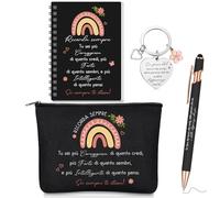 Hestya 4 Cadeau d'anniversaire Personnalisé de Motivation Stylo Positif Porte Clés Trousse de Maquillage Carnet Cadeaux de Remerciement pour Collègue Femme Ami Anniversaire