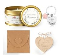 Hestya 4 Pcs Cadeau Marraine Anniversaire Demande Originale Marraine | Bougie Parfumée Meilleure Marraine 80g, Porte-Clés, Plaque, Enveloppe, Cadeau pour Meilleure Marraine,Baptême, Communion,Noël