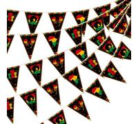 Hestya 5 Pcs 49 pi Bannière de Fanion du Dix-Neuvième Juin Décor de Fête du 19 Juin Drapeaux de Bannière Triangle de Fête du Dix-Juin Fanion Afro-Américain pour Liberté Mois de l’Histoire des Noirs
