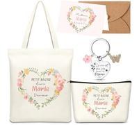Hestya 5 Pièces Cadeau pour Mamie Inclus Sac en Toile Pochette Trousse à Maquillage Porte-Clés Carte de Vœux Enveloppe Idée Cadeau pour Grand-Mère Anniversaire Noël Annonce Grossesse Retraite