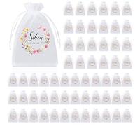 Hestya 60 Pièces Sachets en Organza Schön Dass du da Bist Cadeaux de Communion Cadeaux de Mariage Sachets en Organza pour Fleurs pour Chocolats, Biscuits pour Baptême, Confirmation, Anniversaire