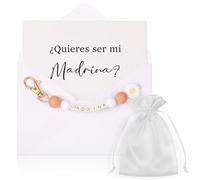 Hestya Cadeau Annonce Demande Marraine Porte-Clés pour Marraine Carte pour Baptême Confirmation, Noël Anniversaire(Quieres ser mi Madrina)