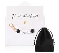 Hestya Cadeau Annonce Grossesse Grands-Parents Porte-Clés pour Grand-Père Carte Tu Vas Être Papi avec Enveloppe Cadeau Annonce Grossesse Grands-Parents pour Noël Anniversaire Naissance (Papi, Noir)