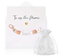 Hestya Cadeau Annonce Grossesse Mamie Porte-Clés pour Grand-Mère Carte Tu Vas Être Mamie avec Enveloppe Cadeau Annonce Grossesse Grands-Parents pour Noël Anniversaire Naissance (Mamie, Rose Gris)