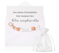 Hestya Cadeau Annonce Grossesse Tata Porte-Clés Carte des Amies Formidables Font Toujours des Tatas Exceptionnelles avec Enveloppe Cadeau pour Noël Anniversaire Naissance (Amie Tata, Rose Gris)