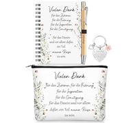 Hestya Cadeau d'Adieu pour Collègues Porte-Clés + Trousse de Maquillage + Stylo à Bille en Bois + Carnet à Spirale Merci pour Tout Cadeaux de Remerciement pour Collègue Équipe Employés