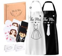 Hestya Cadeau de Mariage pour Couple de Mariés Mr & Mrs Tablier Chaussettes | Coffret Cadeau Couple Tablier Imperméable Chaussettes pour Mariés Idée Cadeau pour Couple Mariage, Fiançailles, Anniversaire