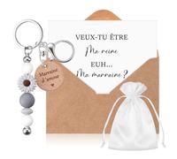 Hestya Cadeau Demande Marraine Cadeau Annonce Grossesse Tata Veux-Tu Être Ma Marraine Tu Vas Être Tata Porte-Clés Carte Annonce avec Enveloppe pour Baptême Demande Noël Anniversaire