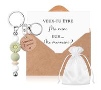 Hestya Cadeau Demande Marraine Cadeau Annonce Grossesse Tata Veux-Tu Être Ma Marraine Tu Vas Être Tata Porte-Clés Carte Annonce avec Enveloppe pour Baptême Demande Noël Anniversaire