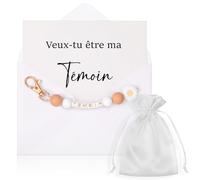 Hestya Cadeau Demande Témoin Mariage Femme Porte-Clés Carte Veux Tu Être Ma Témoin avec Enveloppe et Sac en Soie pour Demoiselle d'Honneur pour Mariage Fête Anniversaire (Témoin, Rose Gris)