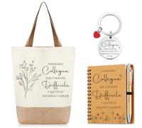 Hestya Cadeau Départ pour Collègues Sac Fourre-Tout Sacs de Courses Carnet à Spirale et Merci pour Tout Stylo à Bille en Bois pour Retraite Changements d'Emploi Anniversaires Nouvel Emploi et Noël